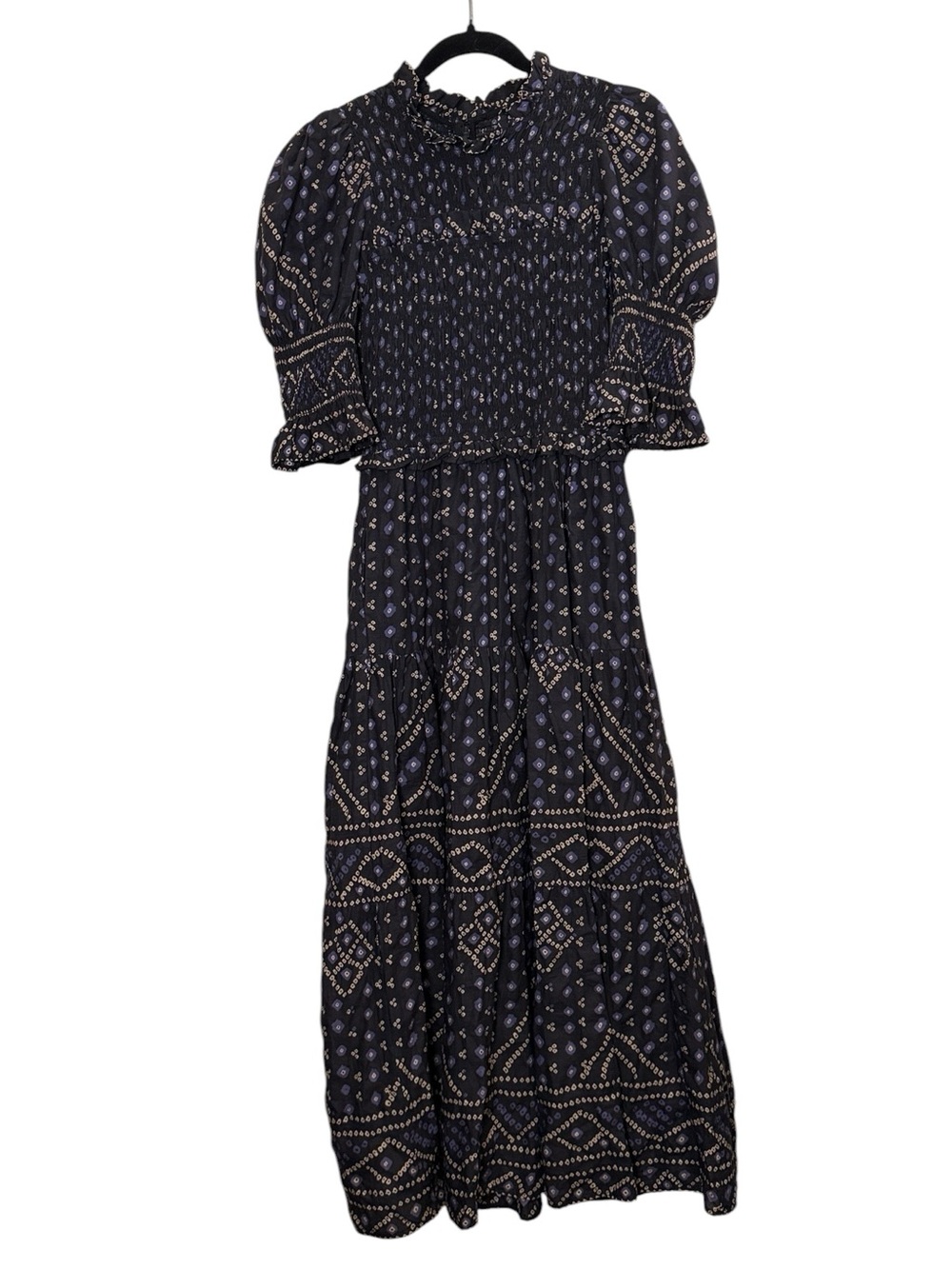Sea New York Women’s Blue Delphine Cotton Prairie Style Maxi Dress sz XS